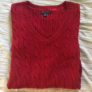 Tommy Hilfiger V neck cable knit sweater